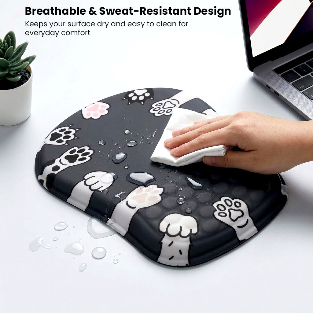 Waterproof dog paw mouse pad with ergonomic design