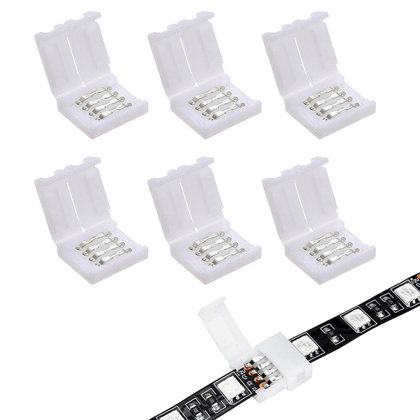 TECPHILE 4 Pin LED Strip Light 10mm Solderless Connector - 10