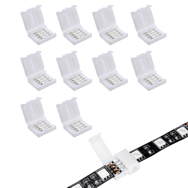 TECPHILE 4 Pin LED Strip Light 10mm Solderless Connector - 11