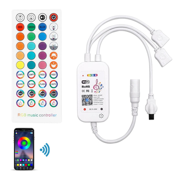 TECPHILE RGB LED Smart 4 Pin Dual Strip Light Controller with Remote - 2