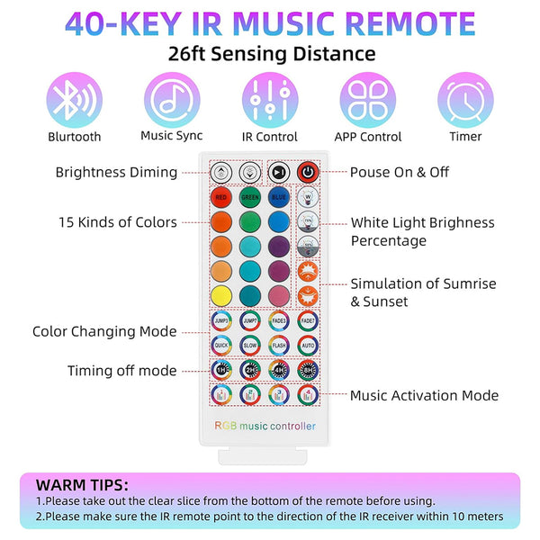 TECPHILE RGB LED Smart 4 Pin Dual Strip Light Controller with Remote - 7