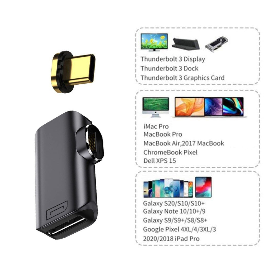 TECPHILE 8K UHD Magnetic Type C to DP Converter Adapter supports devices like MacBook, iMac, Galaxy phones, and Google Pixel for 8K video output.