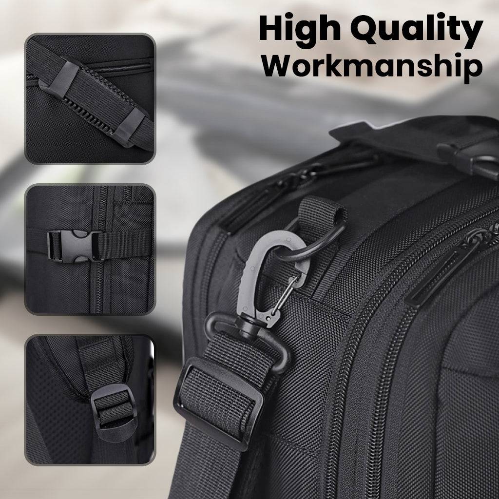 TECPHILE expandable backpack with high-quality zippers, buckles, and hooks for durable and reliable performance.