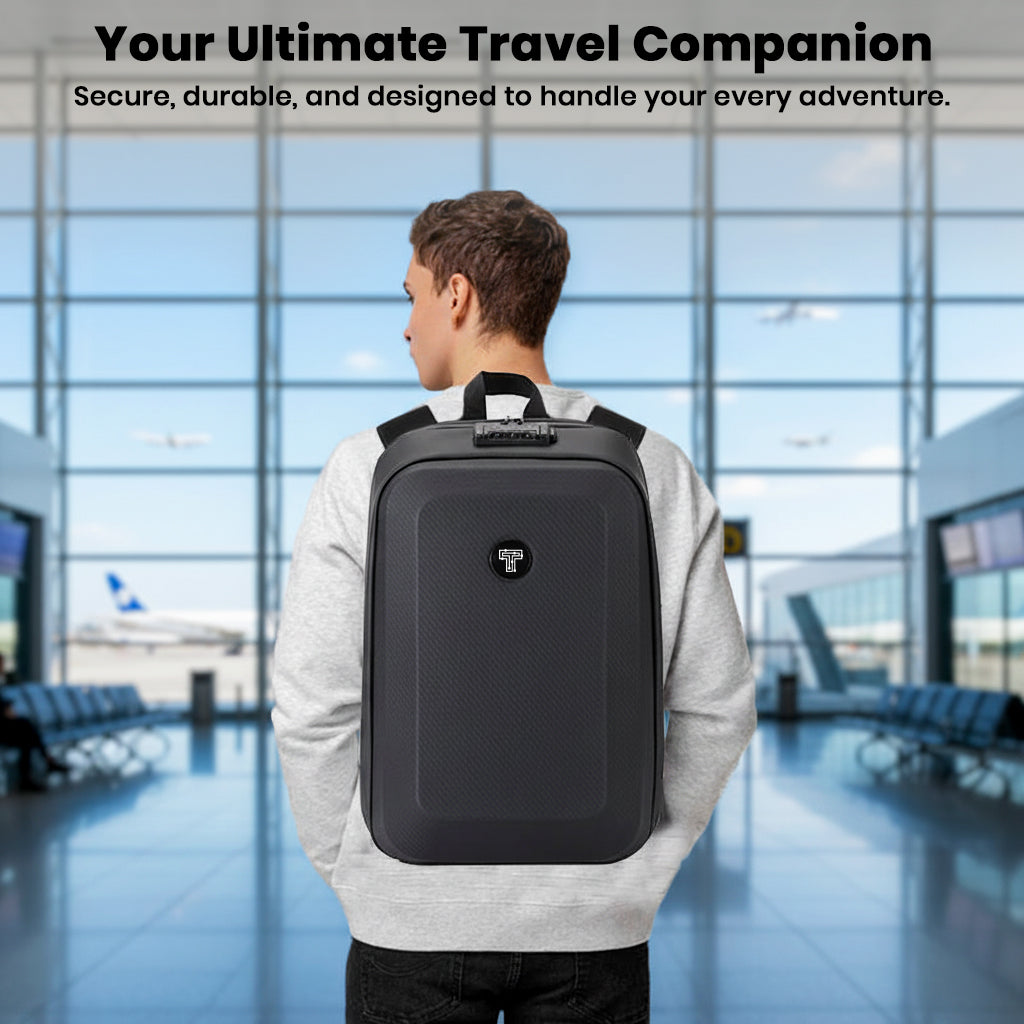 TECPHILE - COMPX Anti Theft Hard Shell Bag Laptop Backpack 15L Fit for 15.6” Laptop