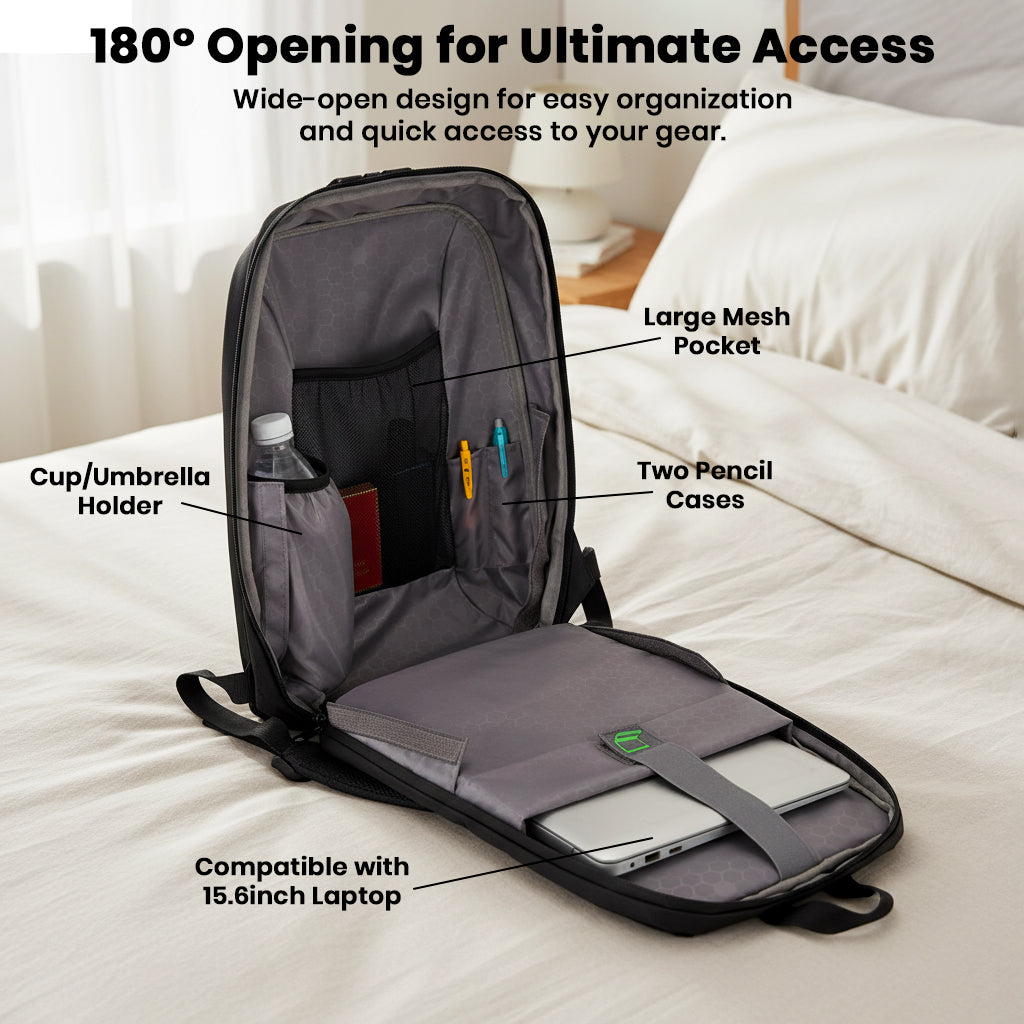 TECPHILE - COMPX Anti Theft Hard Shell Bag Laptop Backpack 15L Fit for 15.6” Laptop