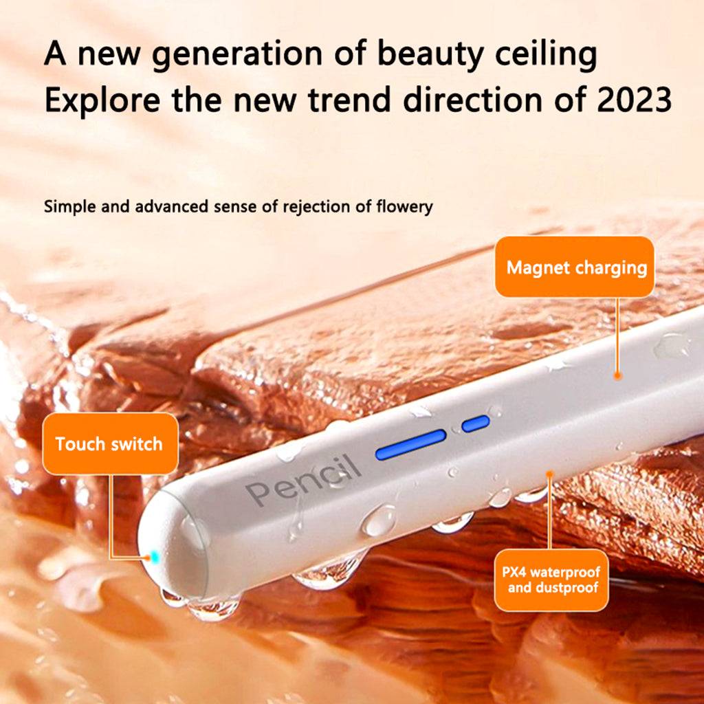 Waterproof and dustproof TECPHILE BP20 Pro Stylus Pen with magnetic charging and touch switch for iPad Pro, Air, and Mini.
