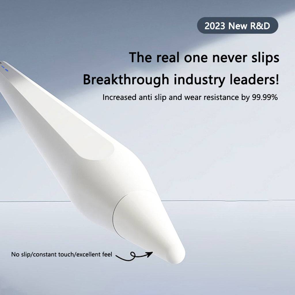 Close-up of TECPHILE BP20 Pro Stylus Pen tip showing anti-slip design and enhanced wear resistance for improved iPad writing experience.
