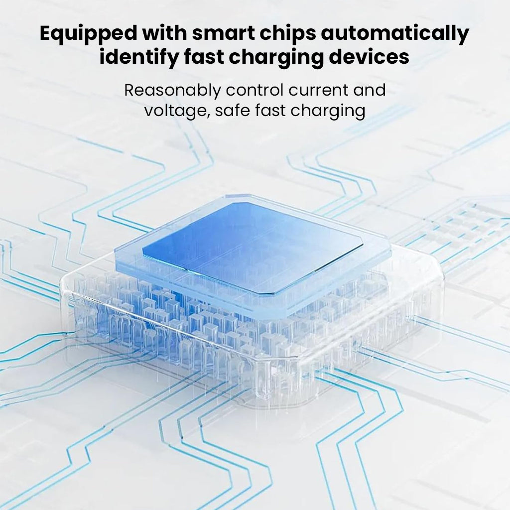 TECPHILE 240W Adapter features smart chip technology for automatic voltage and current control, ensuring safe and efficient fast charging.