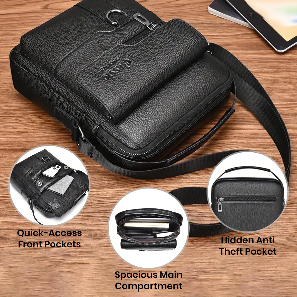 TECPHILE - D507 PU Leather Side Sling Bag With Adjustable Straps
