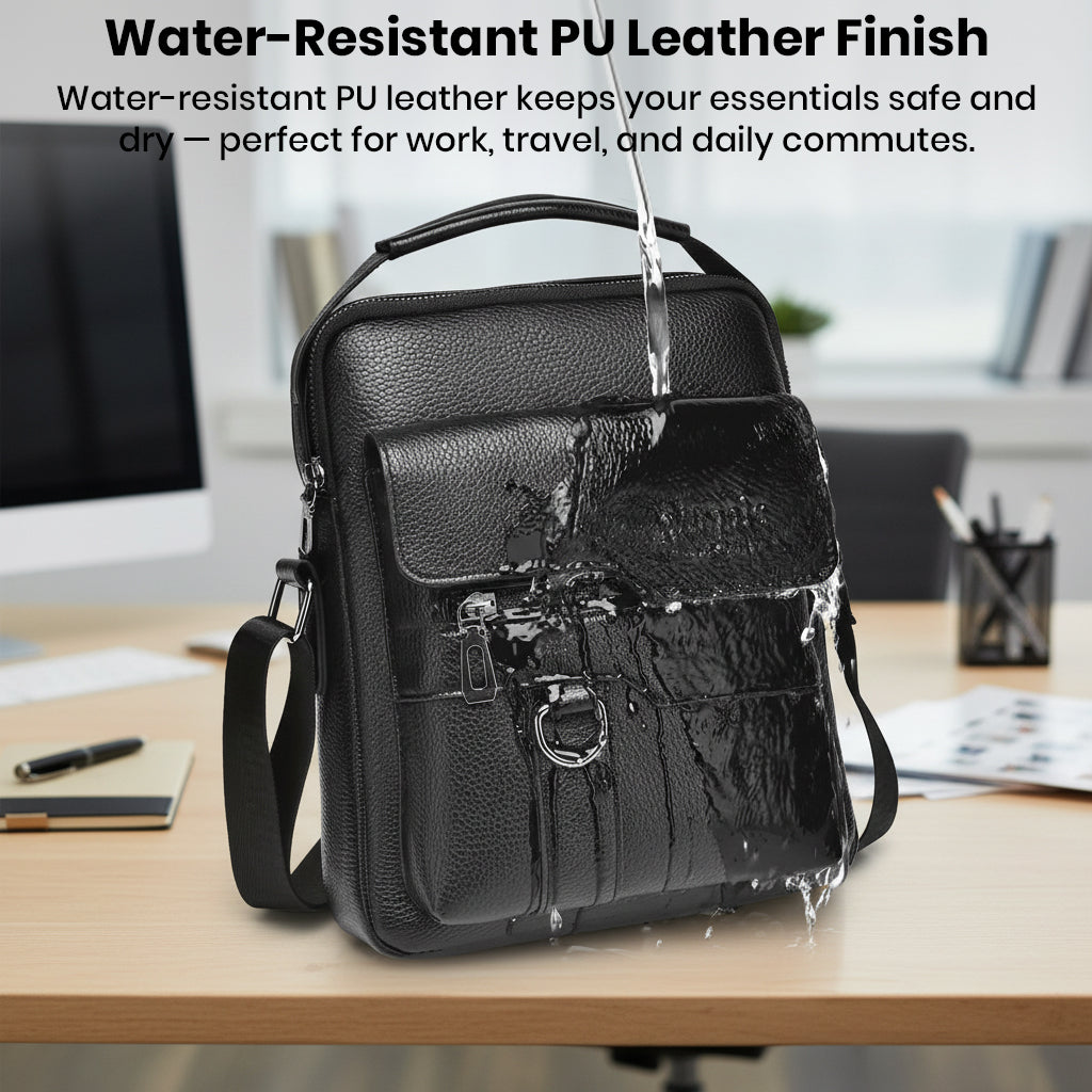 TECPHILE - D507 PU Leather Side Sling Bag With Adjustable Straps