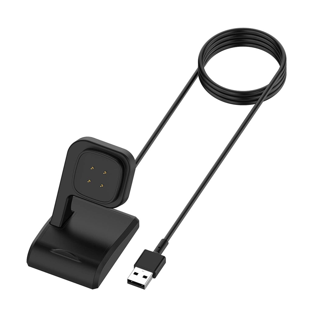TECPHILE USB Magnetic Charging Dock for Fitbit Sense & Versa 3 with USB cable and anti-slip base, ideal for stable smartwatch charging.