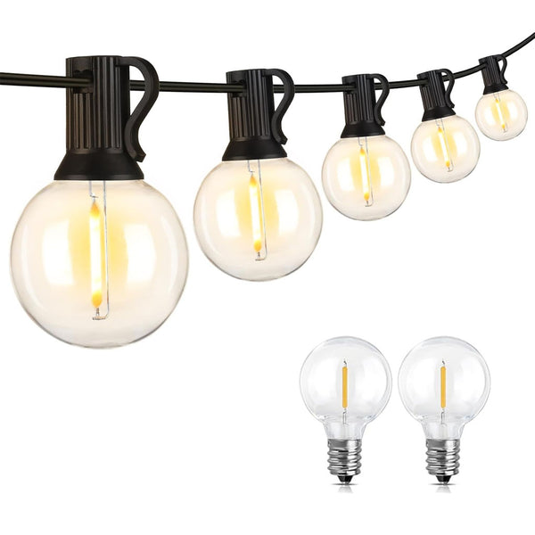 TECPHILE - G40 Outdoor String Lights Waterproof & Shatterproof Bulbs - 15