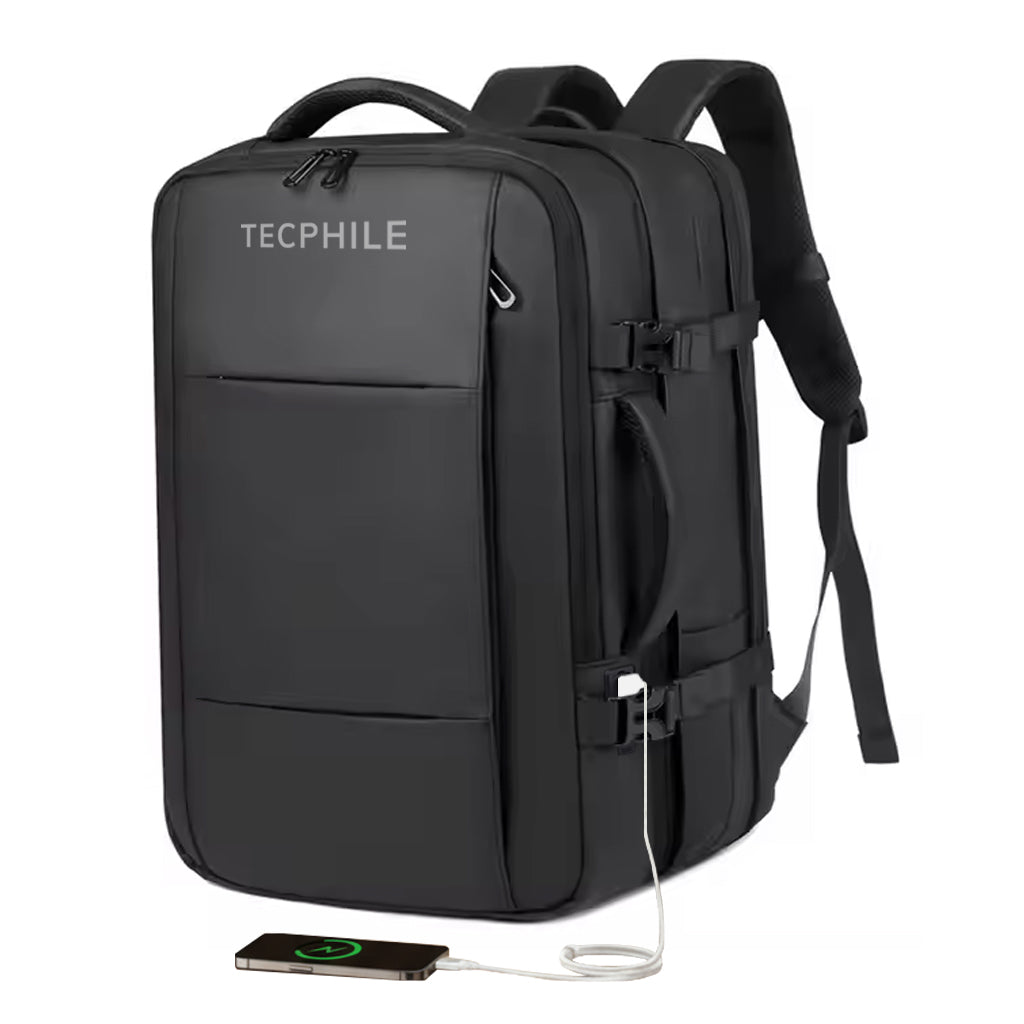 anti theft travel backpack with usb port TECPHILE Laptop Bag 35L Expandable Anti-Theft Travel Backpack for Men with USB Port – Concept Kart