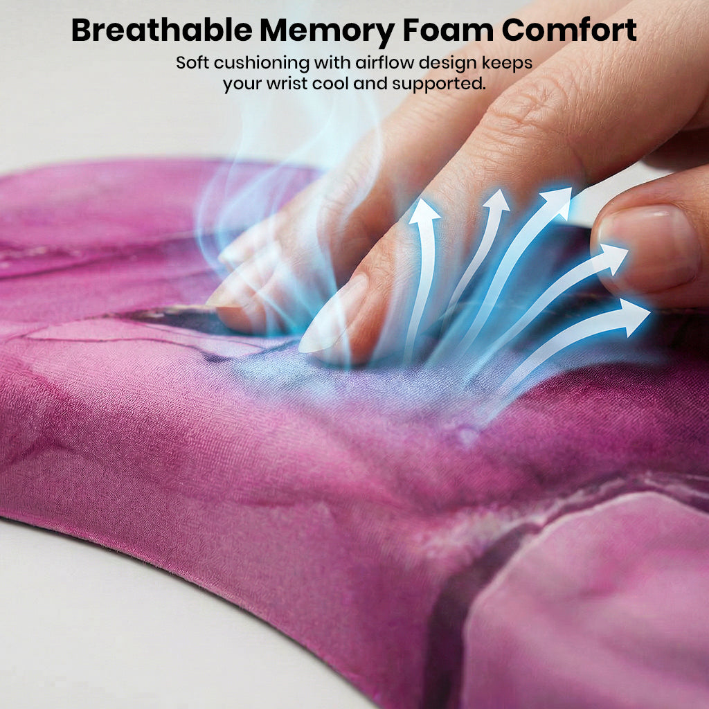 Breathable memory foam mouse pad with wrist rest