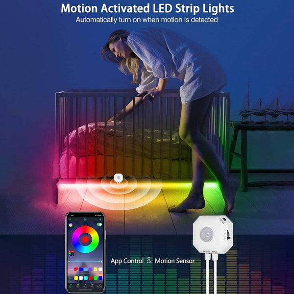 TECPHILE Motion Sensor 5m RGB LED Strip Light with App Control - 6