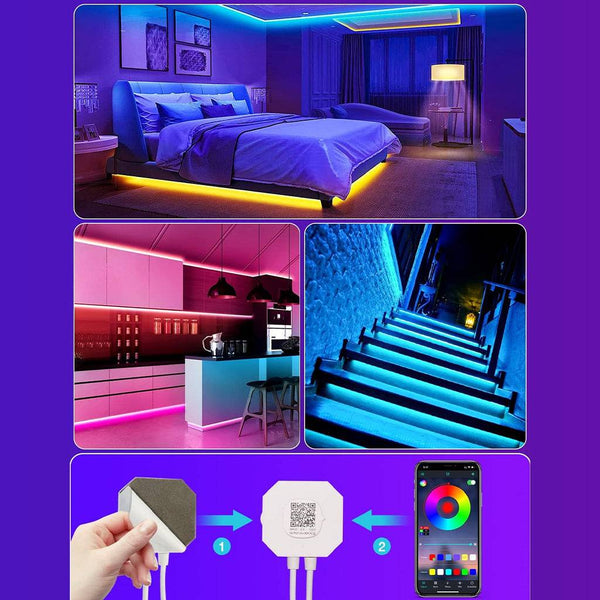 TECPHILE Motion Sensor 5m RGB LED Strip Light with App Control - 7