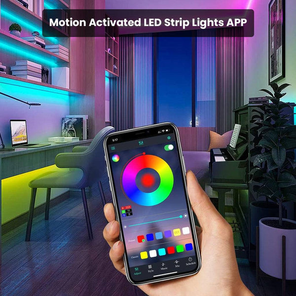 TECPHILE Motion Sensor 5m RGB LED Strip Light with App Control - 3