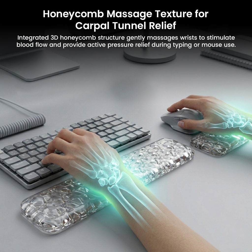 TECPHILE - Set of 2 Transparent Gel Keyboard and Mouse Wrist Rest