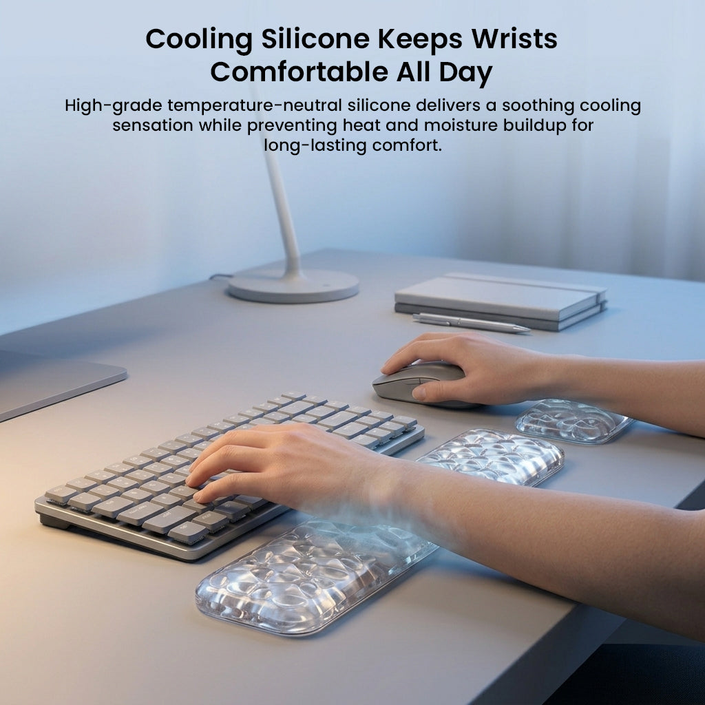 Cooling silicone wrist rests for long hours