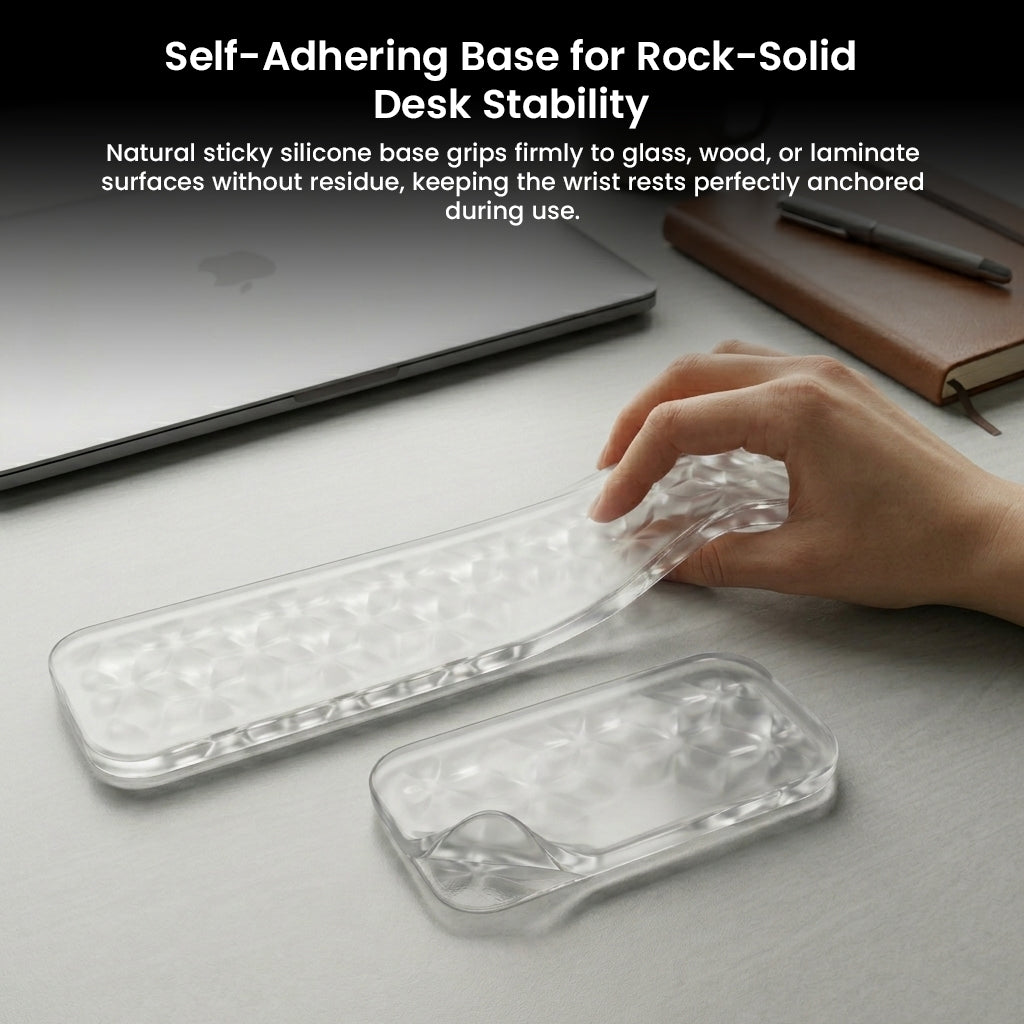 Self-adhesive silicone desk stability base