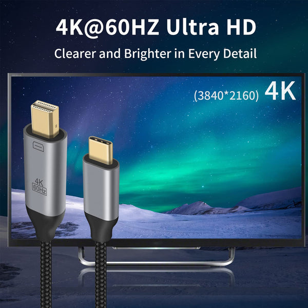 TECPHILE USB Type C to Mini Display Port Cable - 4