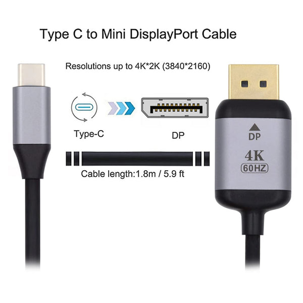 TECPHILE USB Type C to Mini Display Port Cable - 15