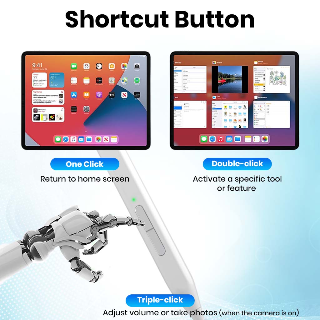 TECPHILE V1S Upgraded Stylus Pen For iPads with Shortcut Buttons