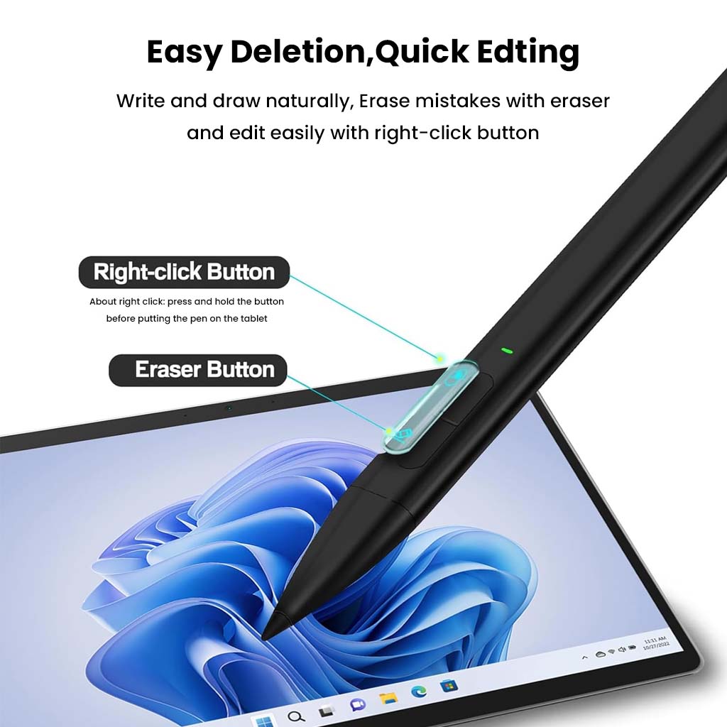 TECPHILE X1 Pro Active Stylus Pen for Microsoft Surface for Easy Deletion ad Quick Editing
