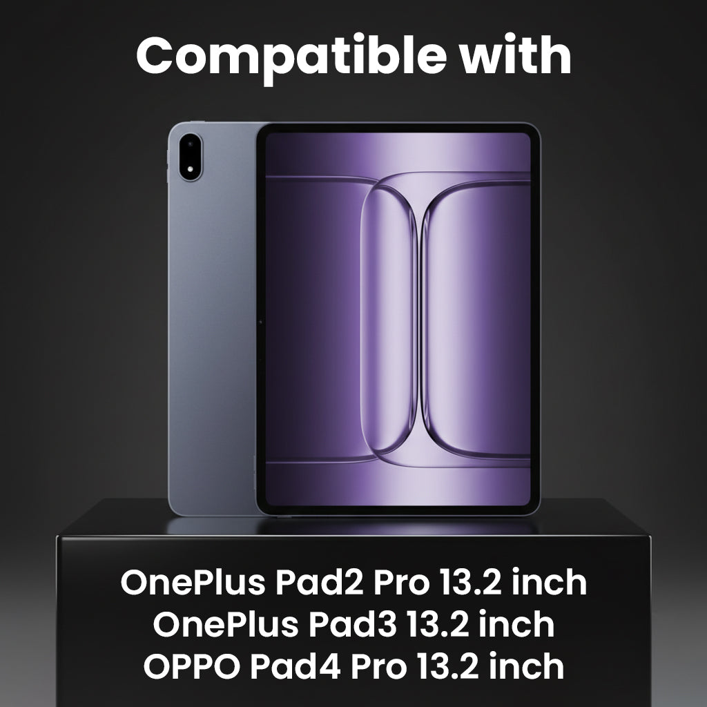 TECPHILE- TJ-OP132 Keyboard Case is compatible with OnePlus Pad2/Pad3/Pad4 Pro 13.2 inch and OPPO Pad4 Pro, ensuring broad device support.
