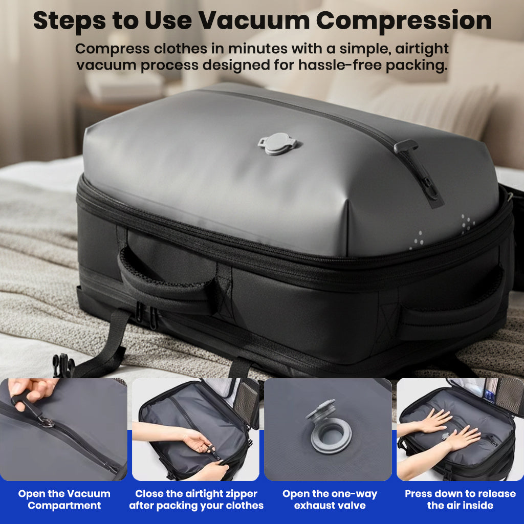 TECPHILE – VacuPack Travel Vacuum Backpack 30-42L Expandable Laptop Bag