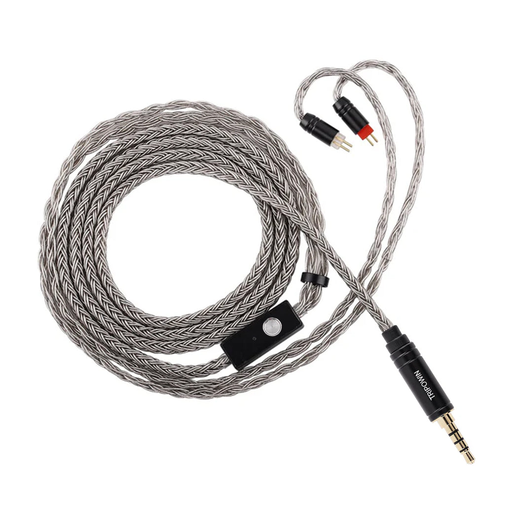 Tripowin Zonie 16-core silver-plated IEM upgrade cable with 3.5mm jack and 2-pin connectors, ideal for enhancing HiFi audio performance.