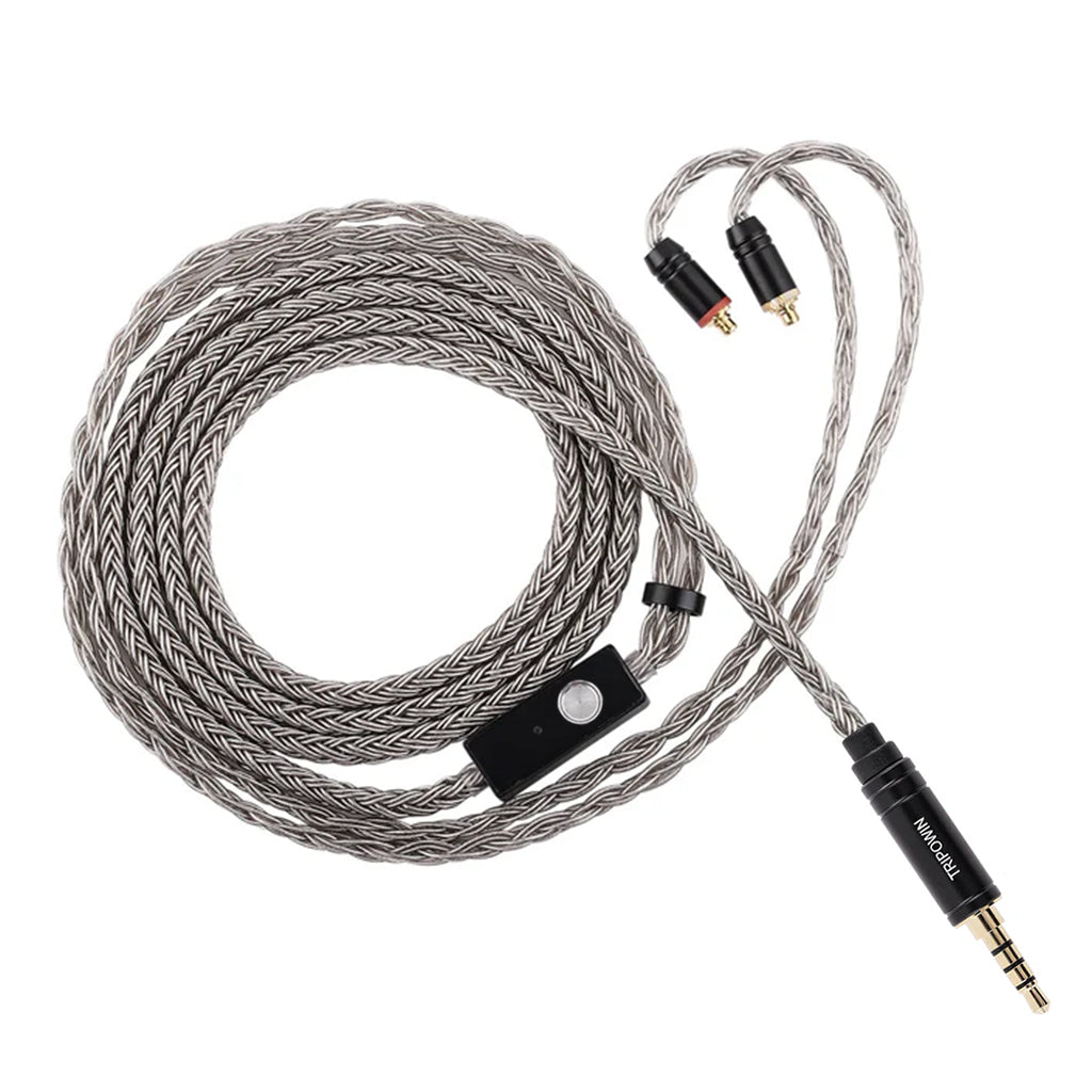 Tripowin Zonie silver-plated 16-core upgrade cable for IEMs with MMCX connectors and 3.5mm jack, built for superior sound quality.