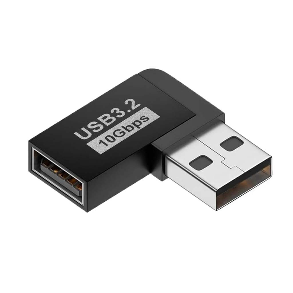 TECPHILE USB OTG Adapter 10Gbps with USB 3.2 right-angle male to female connector for high-speed data transfer and compact device connectivity.