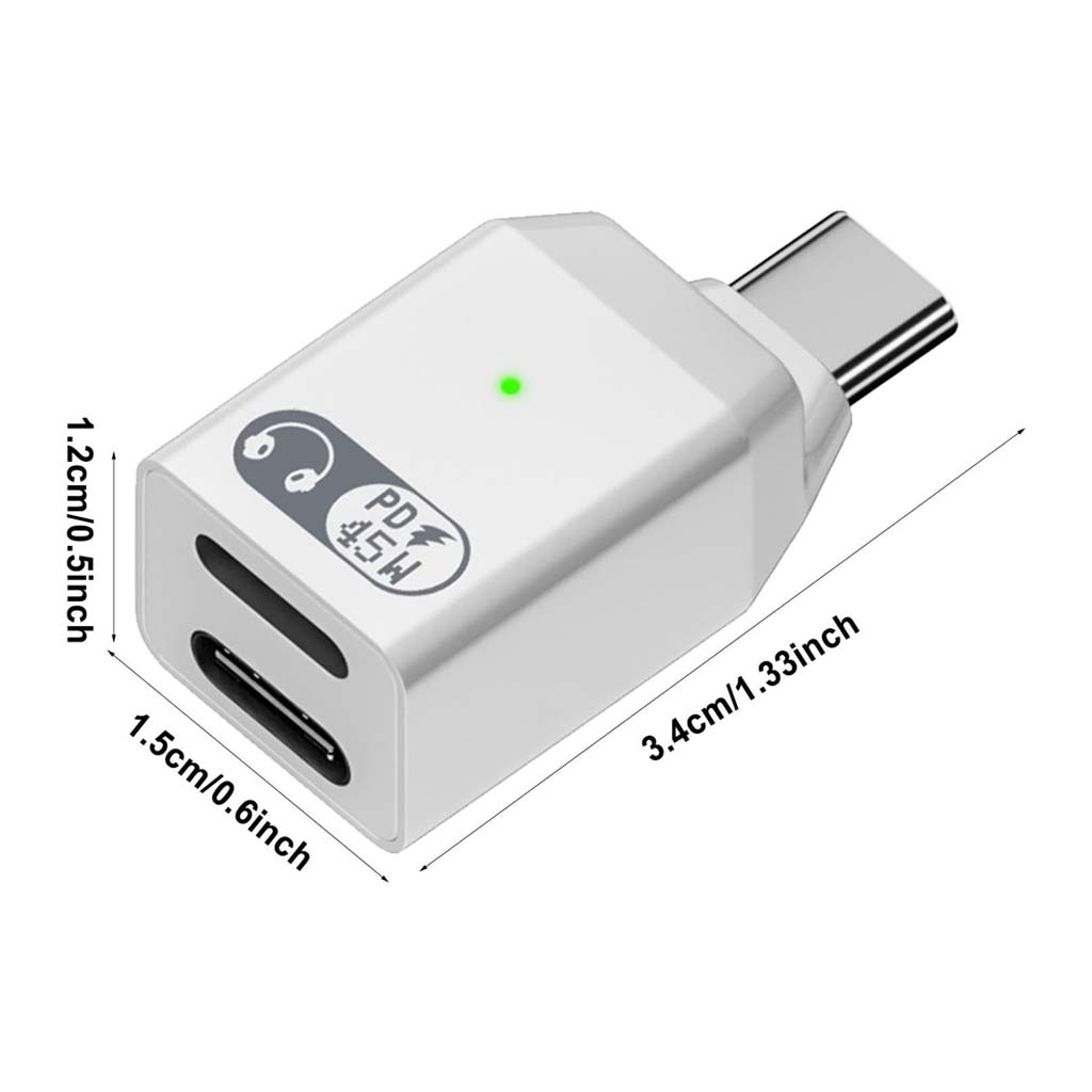 TECPHILE- 2-in-1 Type-C to Lightning Headphone Adapter with 45W Fast Charging