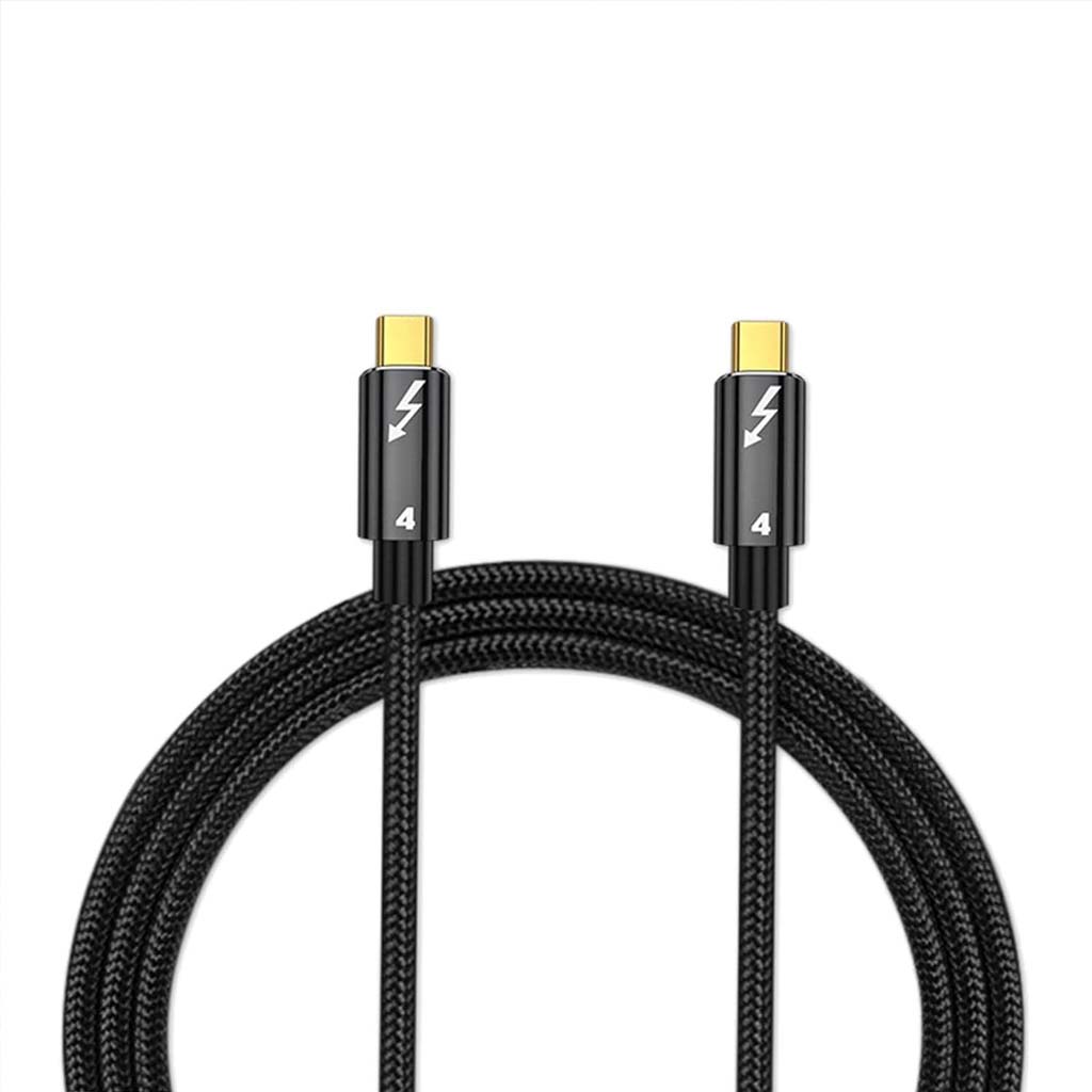 TECPHILE 100W Charging Cable with Thunderbolt 4 connectors and braided nylon design for fast Type-C PD charging and 40Gbps data transfer.