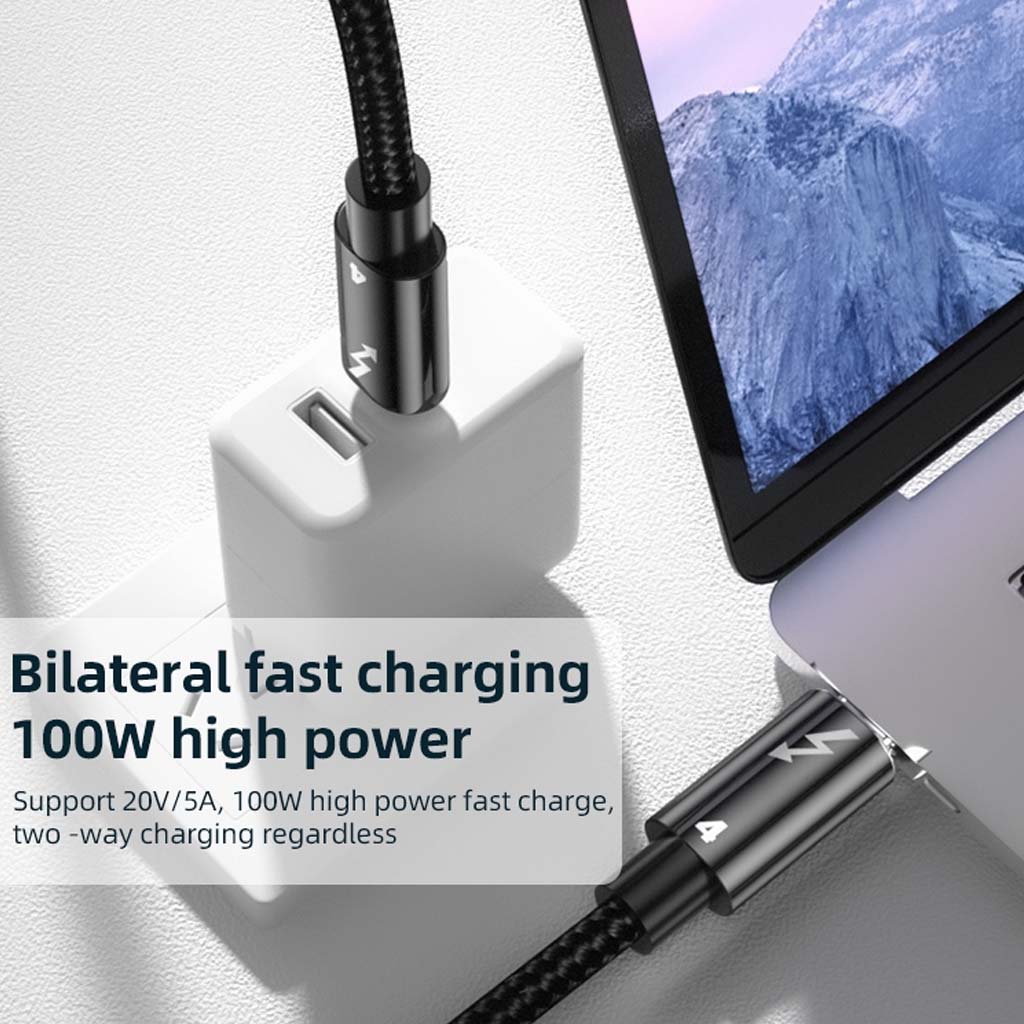 TECPHILE 100W PD cable supports bilateral fast charging with 20V/5A output, ideal for powering laptops and USB-C devices efficiently.