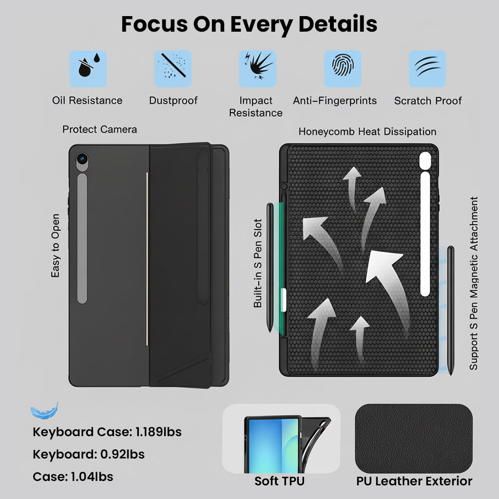 X620 Keyboard Case for Samsung Galaxy Tab S10 FE+ 13.1”