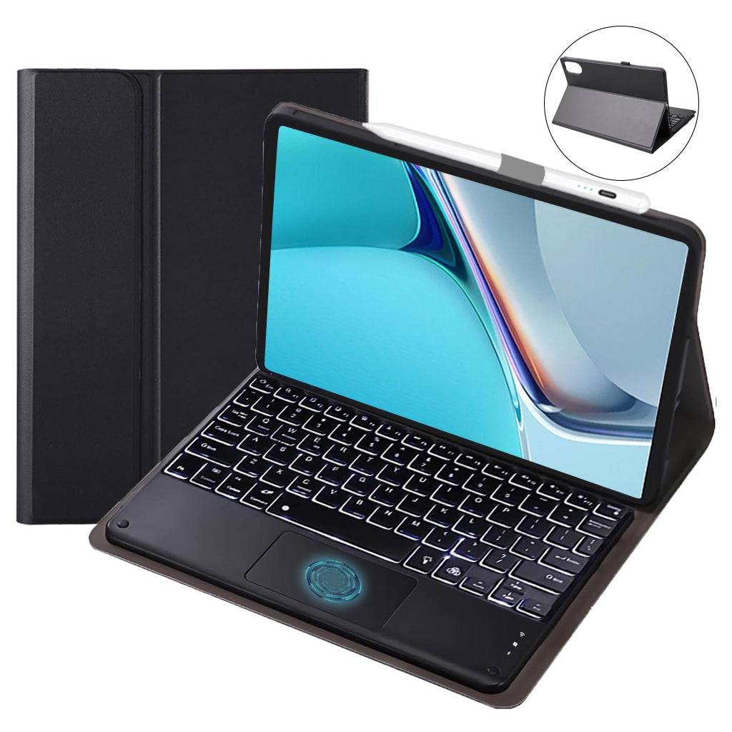 Black TECPHILE RY812 keyboard case for Honor Pad 8 12 inch 2022 with detachable Bluetooth keyboard and trackpad.