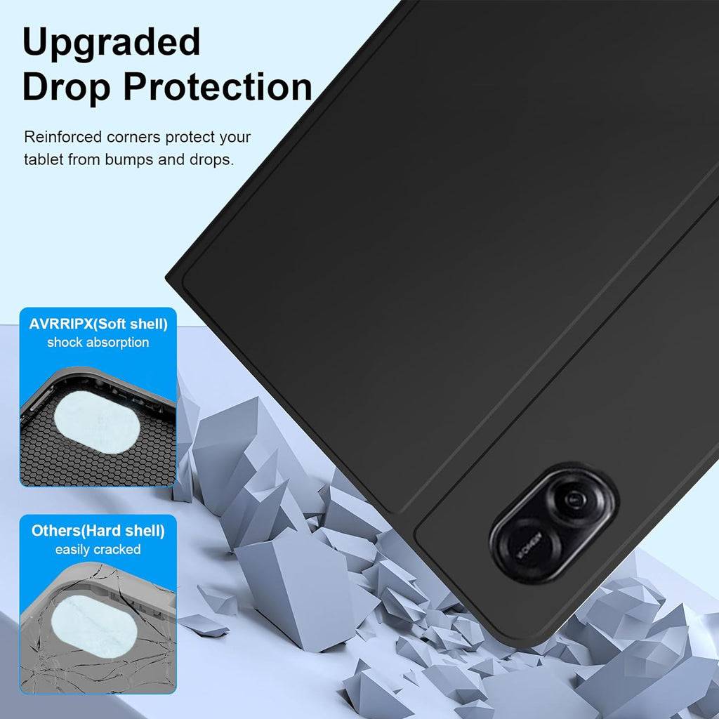 Upgraded drop protection with reinforced corners and soft shell shock absorption in TECPHILE RY812 keyboard case for Honor Pad 8.