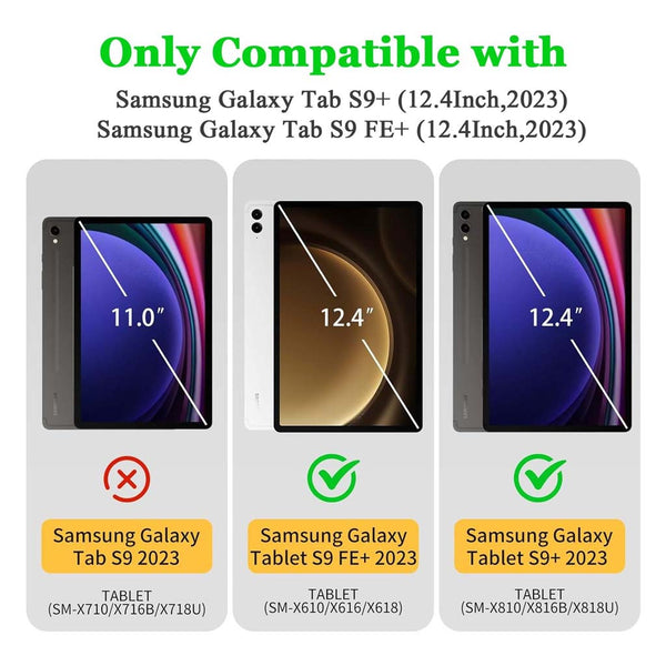 YJ-S9+ keyboard case for Samsung Galaxy S9 Plus/ S9 FE Plus 12.4” - 2