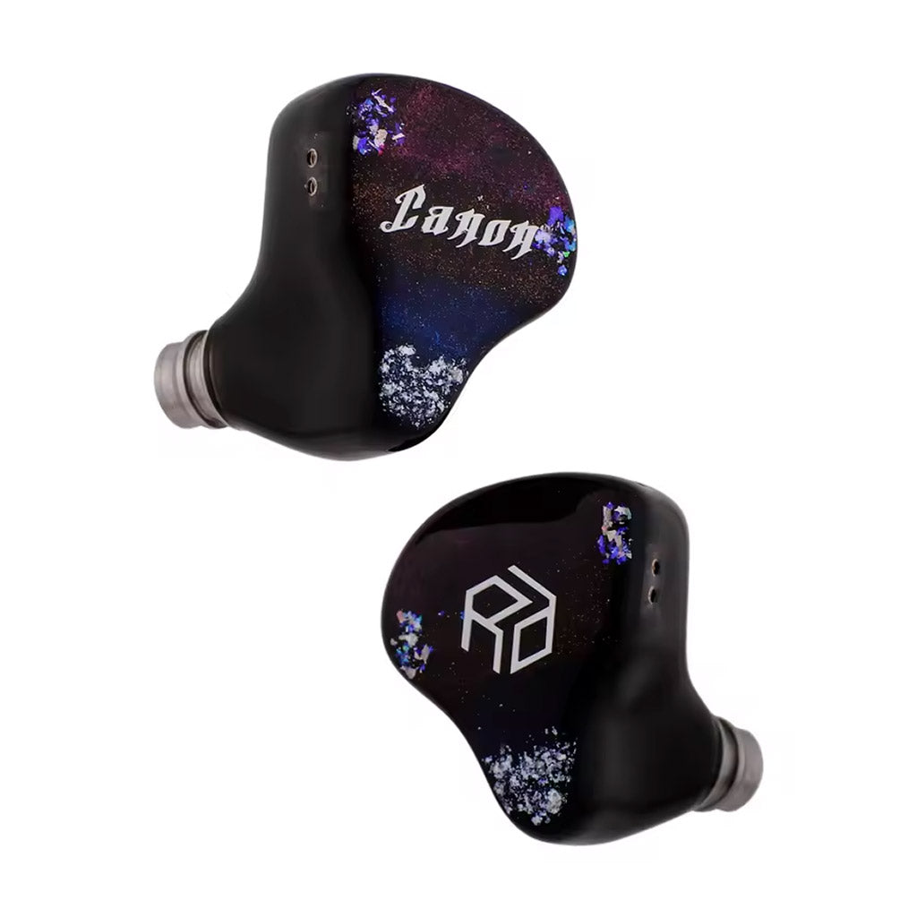 Close-up of Yanyin Canon II Hybrid In Ear Monitors showcasing premium build and galaxy-themed faceplate design.