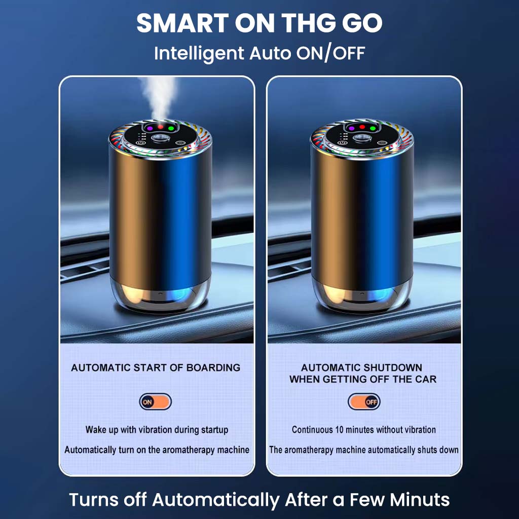 Z11-B Car Air Freshener Diffuser with smart auto ON/OFF feature, activating with car vibration and shutting down automatically.