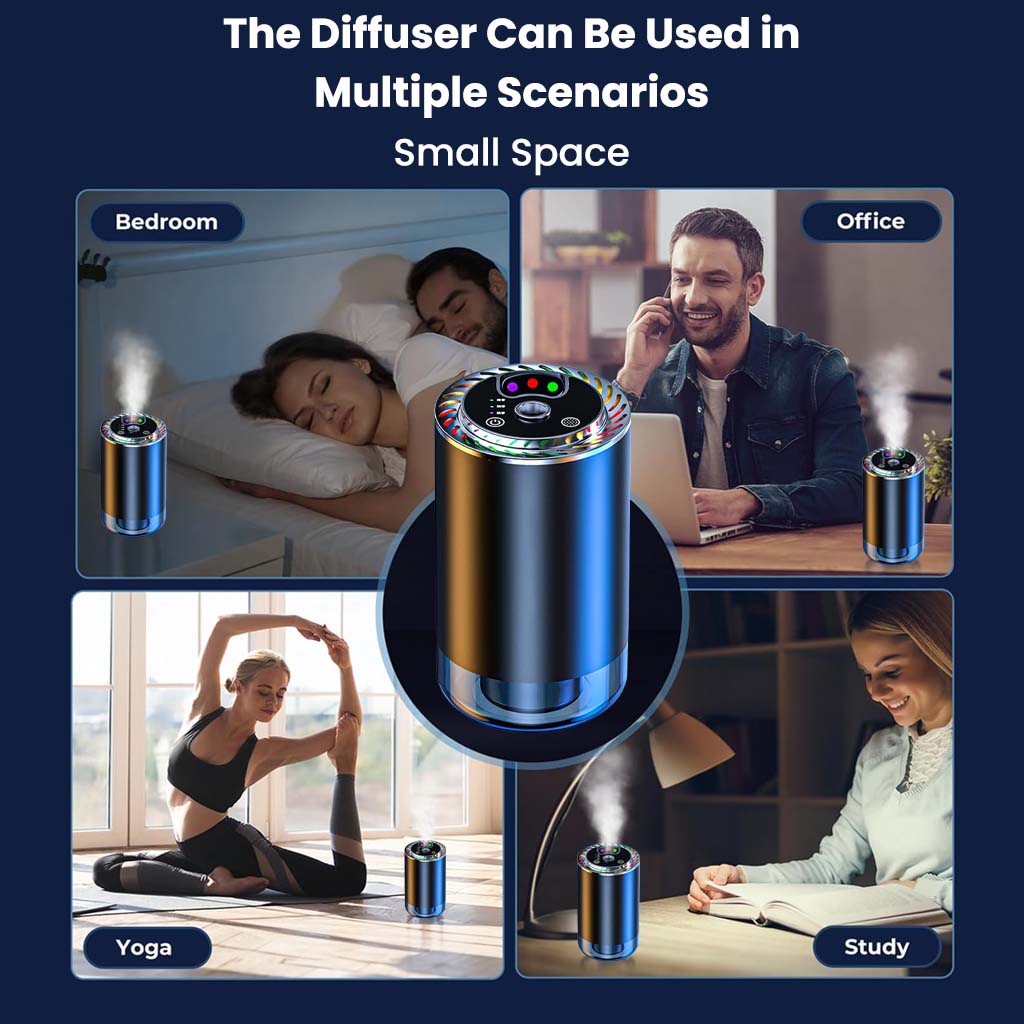 Z11-B Car Air Freshener Diffuser suitable for small spaces like bedrooms, offices, yoga rooms, and study areas.