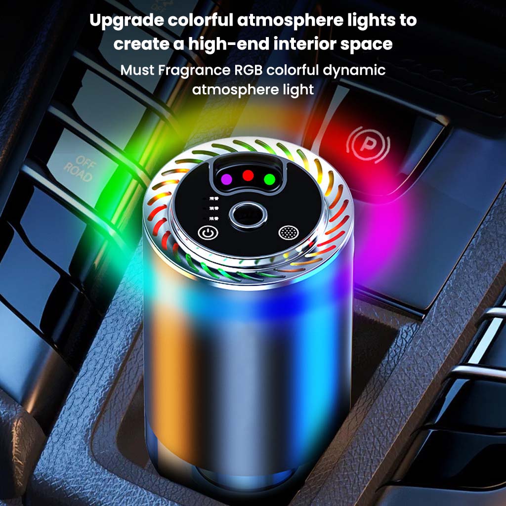 Z11-B Car Air Freshener Diffuser with RGB ambient lighting to enhance car interior aesthetics and fragrance experience.
