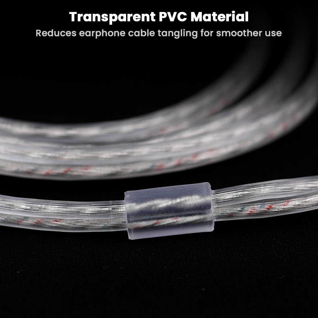 Transparent PVC coating on AUDIOCULAR - RC1 Silver-Plated Cable reduces tangling, ensuring smooth and flexible usage for KZ IEMs.
