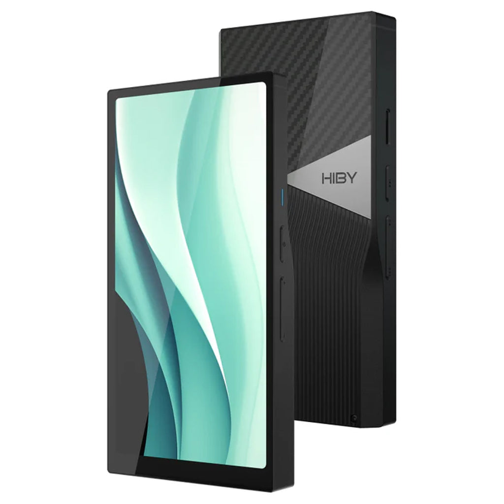 HiBy R6 Pro II digital music player with sleek black design and large touchscreen, ideal for high-resolution portable audio playback.