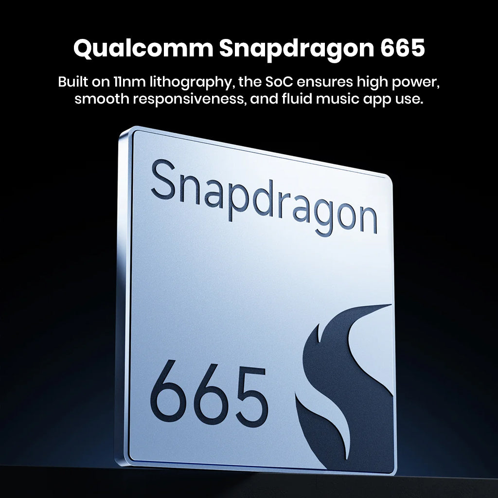 HiBy R6 Pro II powered by Qualcomm Snapdragon 665 for smooth performance and efficient music app handling in a portable DAP.