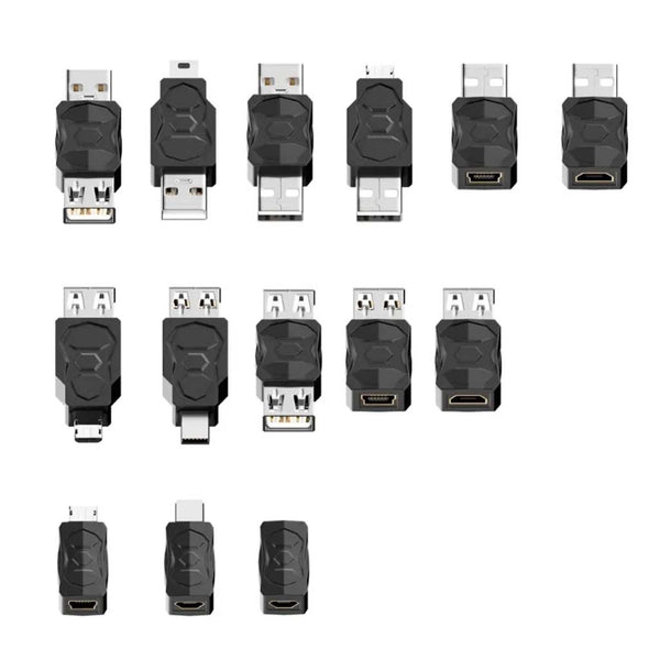 TECPHILE - 14 in 1 USB/ Micro OTG Male to Female Adapter Converter Set - 1