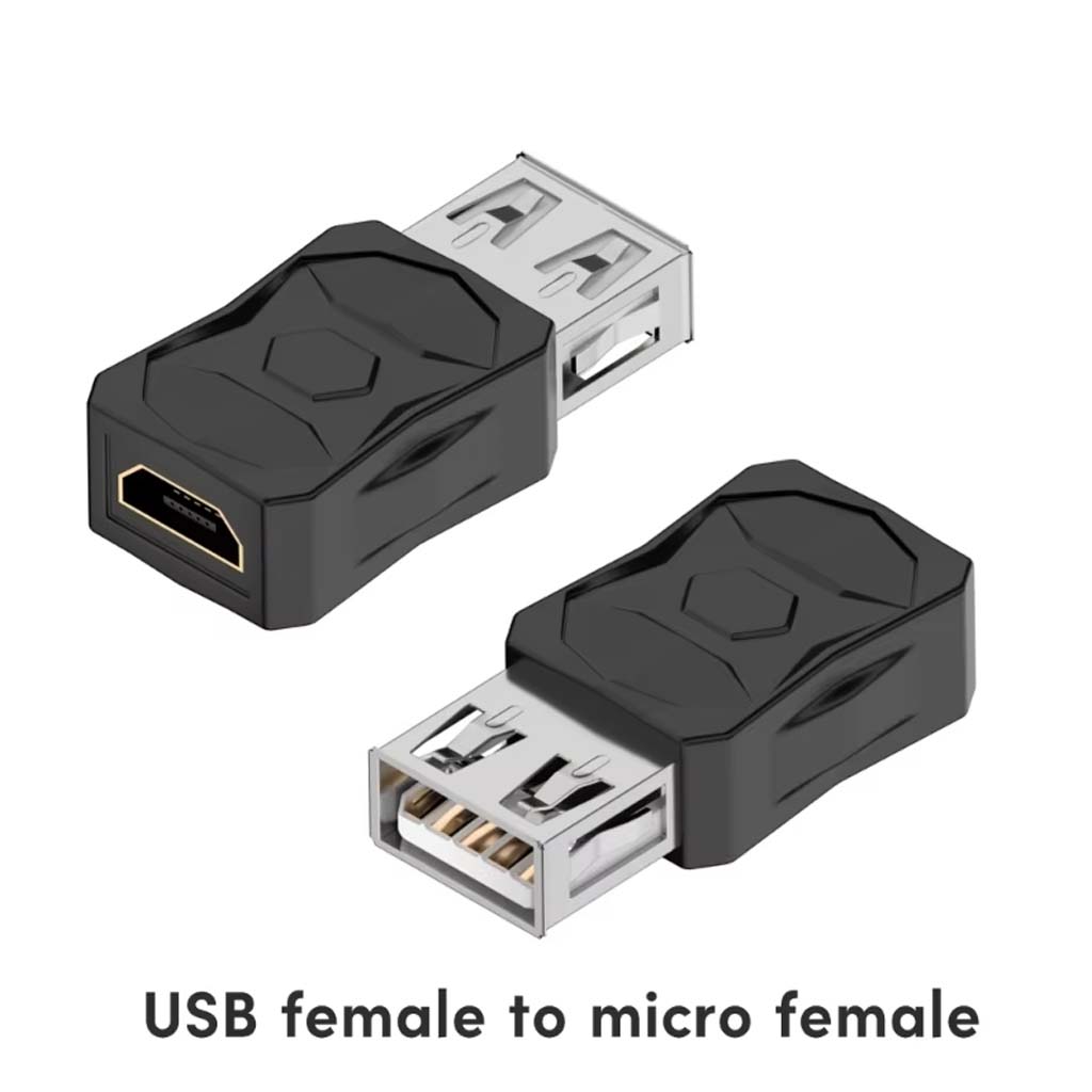 TECPHILE USB female to micro USB female adapter for seamless connectivity between standard USB and micro USB devices.