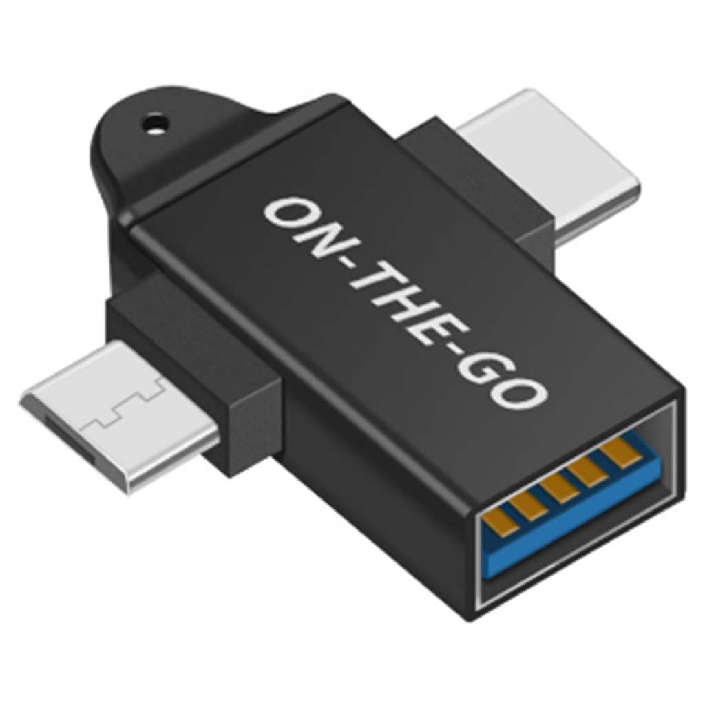 TECPHILE 2-in-1 Micro Type-C & Type-C Male to USB-A Female Adapter with OTG support for USB 3.0 data transfer and multi-device compatibility.